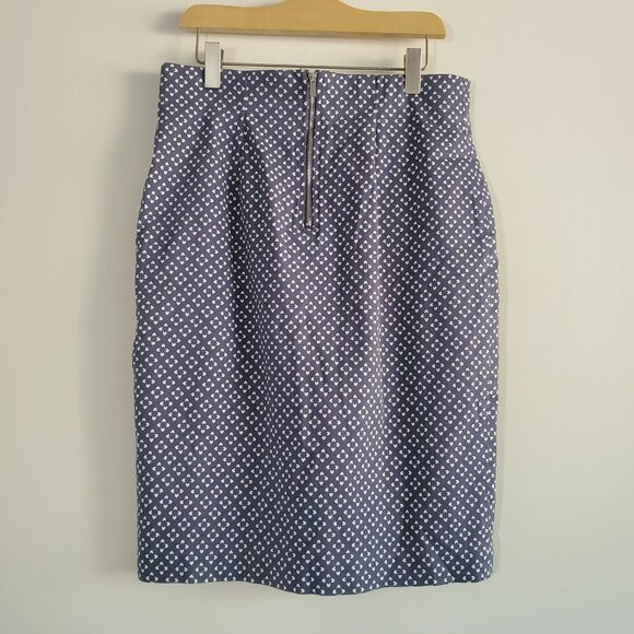 AJ Andrea Jovine Women's Pencil Skirt 4 Navy Blue Floral Business Casual - Picture 6 of 10